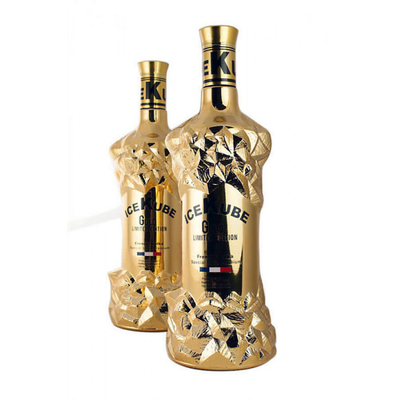 comprar Revestimento dourado de galvanização dourado do vácuo da garrafa da vodca do cubo de gelo 200ml 1000ml online manufacture