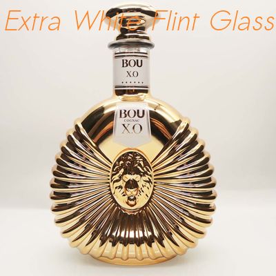 comprar A garrafa de vidro 750ml do conhaque de XO limpa o revestimento de galvanização dourado online manufacture