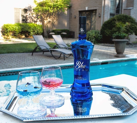 Bom preço O vidro do Tequila do OEM engarrafa a impressão revestida azul completa da tela on-line