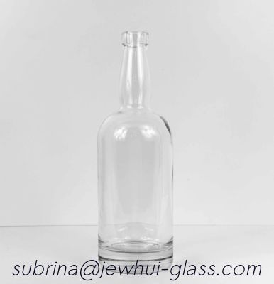 Bom preço GARRAFA DE LICOR TENNESSEE REDONDA DE VIDRO TRANSPARENTE DE 750 ML, GARGALO LONGO, ACABAMENTO DE GARGALO BAR TOP DE 18,5 MM on-line