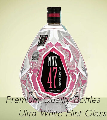Bom preço PINK 47 GIN GLACE BOTTLE GIN GLACE BOTTLE com bordas cortadas de diamante on-line