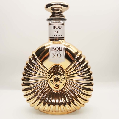 Bom preço A garrafa de vidro 750ml do conhaque de XO limpa o revestimento de galvanização dourado on-line